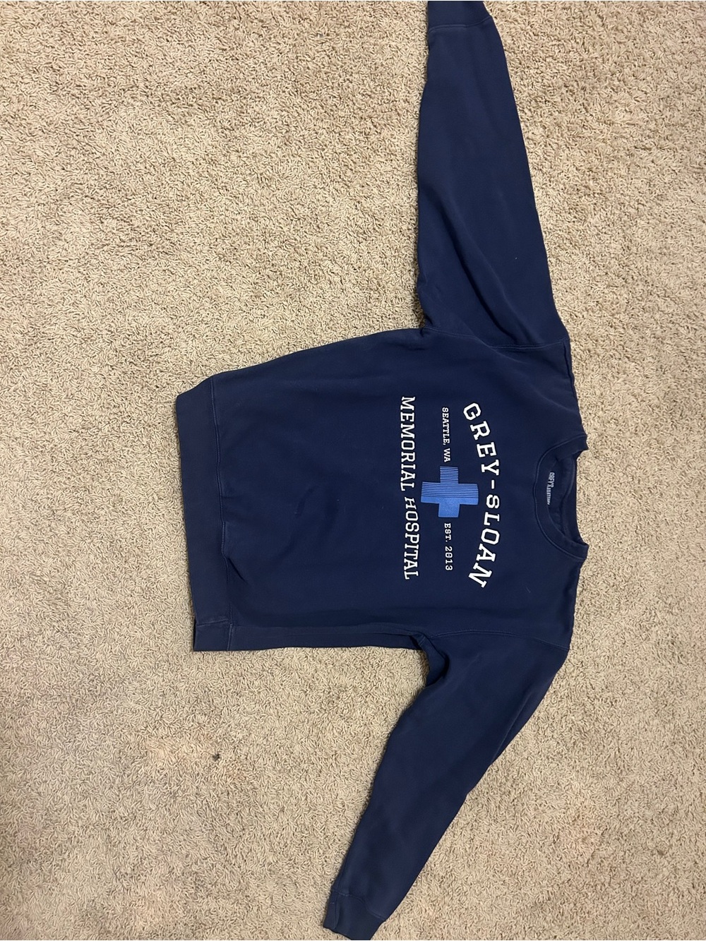 Grey's Anatomy Navy Sweatshirt with Blue Cross Logo